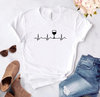 Áo Thun HappyTee - Mẫu Áo Thun In Họa Tiết Nhịp Tim Và Ly Rượu Vang Chất Cotton 100% Cao Cấp