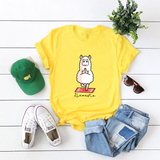 Áo Thun Nữ HappyTee - Mẫu Áo Thun Họa Tiết Chú Cừu LLamaste Chất Cotton 100% Cao Cấp