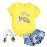 Áo Thun Nữ HappyTee - Mẫu Áo Thun Họa tiết Chú Chó Đáng Yêu Not Today Chất Cotton 100% Cao Cấp