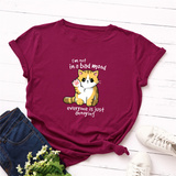 Áo Thun Nữ HappyTee - Mẫu Áo Thun Họa Tiết Mèo Đáng Yêu I'm not in a bad mood everyone is just annoying Chất Cotton 100% Cao Cấp