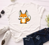 Áo Thun Nữ HappyTee - Mẫu Áo Thun Họa Tiết Chú Cáo Đáng Yêu Look at all the fox i give Chất Cotton 100% Cao Cấp