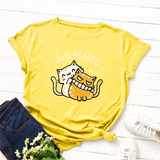 Áo Thun Nữ HappyTee - Mẫu Áo Thun Just Be Nice Chất Cotton 100% Cao Cấp