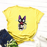 Áo Thun Nữ HappyTee - Mẫu Áo Thun Họa Tiết Chú Mèo Đáng Yêu  Chất Cotton 100% Cao Cấp