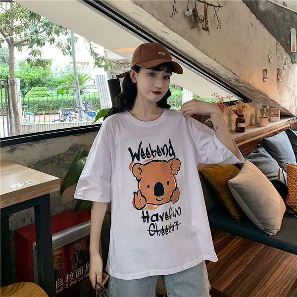 Áo Thun Tay Lỡ Nữ  HappyTee - Mẫu Áo Thun Tay Lỡ Họa Tiết Gấu Đáng Yêu Weekend Have Fun Chất Cotton 100% Cao Cấp