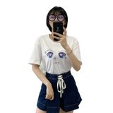 Áo Thun Nữ HappyTee - Mẫu Áo Thun Họa Tiết Đôi Mắt Đáng Yêu Quyến Rủ Chất Cotton 100% Cao Cấp