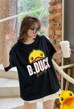 Áo Thun Tay Lỡ Nữ  HappyTee - Mẫu Áo Thun Họa Tiết Vịt Đáng Yêu Be Duck Chất Cotton 100% Cao Cấp