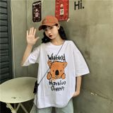 Áo Thun Tay Lỡ Nữ  HappyTee - Mẫu Áo Thun Tay Lỡ Họa Tiết Gấu Đáng Yêu Weekend Have Fun Chất Cotton 100% Cao Cấp