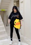 Áo Thun Tay Lỡ Nữ  HappyTee - Mẫu Áo Thun Tay Lỡ Nữ Be Duck Be Playful Chất Cotton 100% Cao Cấp