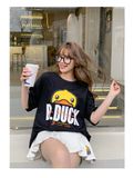 Áo Thun Tay Lỡ Nữ  HappyTee - Mẫu Áo Thun Họa Tiết Vịt Đáng Yêu Be Duck Chất Cotton 100% Cao Cấp