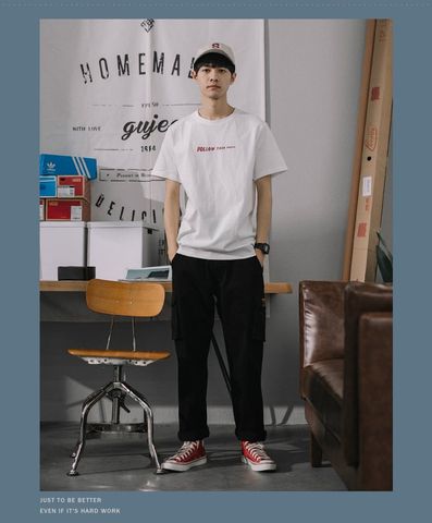 Áo Thun Nam HappyTee - Mẫu Áo Thun Trơn Follow Your Passion Chất Cotton 100% Cao Cấp