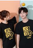 Áo Thun Cặp Đôi  HappyTee - Mẫu Áo Thun Honey Bun Graphis Gấu Và Thỏ Chất Cotton 100% Cao Cấp