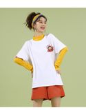 Áo Thun Tay Lỡ  HappyTee - Mẫu Áo Thun Tay Lỡ Họa Tiết Xinh Xắn ( Chibi,Thỏ Đáng Yêu) Chất Cotton 100% Cao Cấp