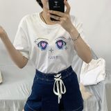 Áo Thun Nữ HappyTee - Mẫu Áo Thun Họa Tiết Đôi Mắt Đáng Yêu Quyến Rủ Chất Cotton 100% Cao Cấp