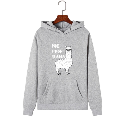 Áo Hoodie HappyTee - Mẫu Áo Hoodie Họa Tiết Chú Lạc Đà Cool Ngầu Chất NO PROB LLAMA Cotton 100% Cao Cấp
