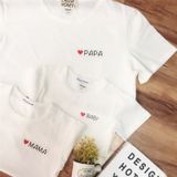 Áo gia đình Familylove - đồ gia đình họa tiết trái tim PAPA ,MAMA ,BABY đáng yêu chất liệu cotton 100%