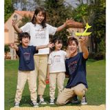 Áo gia đình Familylove - Set áo gia đình in họa tiết đáng yêu Happiness chất liệu cotton 100% cao cấp