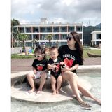 Áo gia đình Familylove – đồ gia đình in hình trái tim chữ Fantasia dễ thương chất cotton 100 co giãn