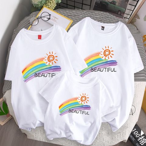 Áo gia đình Familylove - đồ gia đình họa tiết cầu vồng xinh xắn BEAUTIFUL chất liệu cotton 100% co giãn cao cấp