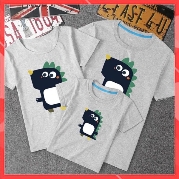 Áo gia đình - Đồng phục gia đình Familylove  (Có hình thật + Logo thương hiệu)  Chú khủng long con dễ thương