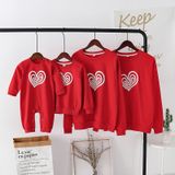 Áo Sweater Gia Đình Familylove - Mẫu Áo Gia Đình Sweater Họa Tiết Trái Tim Xinh Xắn Chất Nỉ Da Cá Cotton 100%