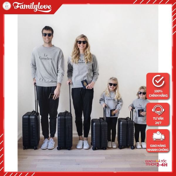 Áo Sweater Gia Đình Familylove - Mẫu Áo Gia Đình Sweater Dài Tay Le Canadien Chất Nỉ Da Cá Cotton 100%
