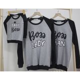 Áo Sweater Gia Đình Familylove - Áo Sweater Chữ Boss Man Boss Lady Baby Boss Dễ Thương Chất Liệu Nỉ Da Cá Cao Cấp