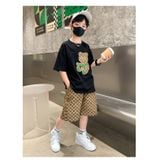 Bộ quần áo bé trai Familylove - Set quần áo trẻ em Gấu Bear Sọc- chất cotton 100 mềm mịn thoáng mát