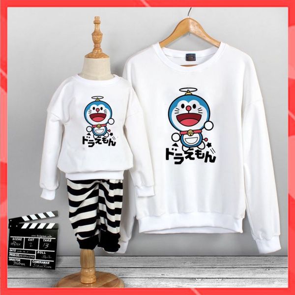 Áo Hoodie Gia Đình Familylove - Áo Hoodie Doreamon Dễ Thương Chất Liệu Nỉ Da Cá Cao Cấp