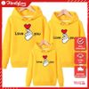 Áo Hoodie Gia Đình Familylove - Áo Hoodie Nón/Túi Love You Bắn Tim Dễ Thương Chất Liệu Nỉ Da Cá Cao Cấp