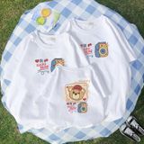 Áo gia đình Familylove - đồ gia đình họa tiết gia đình gấu Lucky Happy Bear chất liệu cotton 100%