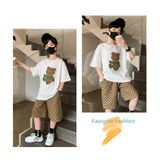 Bộ quần áo bé trai Familylove - Set quần áo trẻ em Gấu Bear Sọc- chất cotton 100 mềm mịn thoáng mát