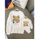 Áo Gia Đình Thu Đông Familylove - Áo Gia Đình Mùa Đông 3/4/5 Người Cotton Nỉ Cao Cấp Họa Tiết Gấu Bear Dễ Thương