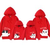 Áo Hoodie Gia Đình Familylove - Mẫu Áo Gia Đình In Họa Tiết Mèo Đáng Yêu Just You One Love Chất Nỉ Da Cá Cotton 100%