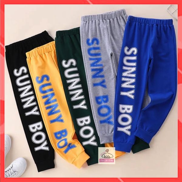 Quần Jogger Nỉ Da Cá Cao Cấp Dáng Thể Thao Năng Động Cho Bé Trai chữ Sunny Boy Familylove Kids Size Đại đến 55kg