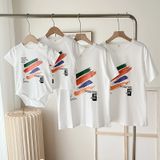 Áo gia đình Familylove - đồ gia đình Postive cầu vồng năng động chất liệu cotton 100 cao cấp
