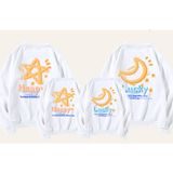 Áo Sweater Gia Đình Familylove - Mẫu Áo Gia Đình In Hình Moon Lucky & Star Happy Xinh Xắn Chất Nỉ Da Cá Cotton 100%