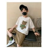 Bộ quần áo bé trai Familylove - Set quần áo trẻ em Gấu Bear Sọc- chất cotton 100 mềm mịn thoáng mát