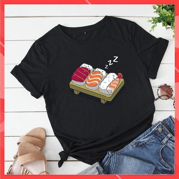 Áo thun phông nam nữ form rộng Familylove - Mẫu áo Unisex 3 chú Sushi đang ngủ chất Cotton 100% cao cấp