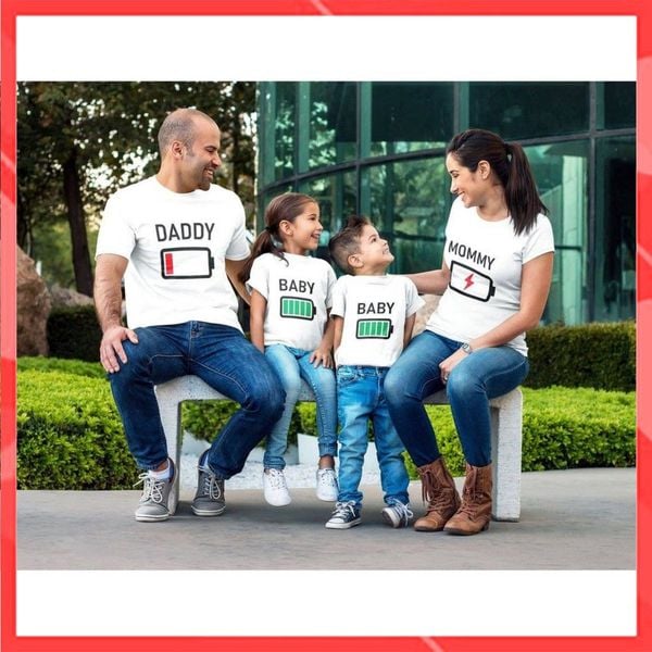 Áo gia đình Familylove - đồ gia đình in hoạ tiết năng lượng chất thun cotton 100 co giãn bốn chiều
