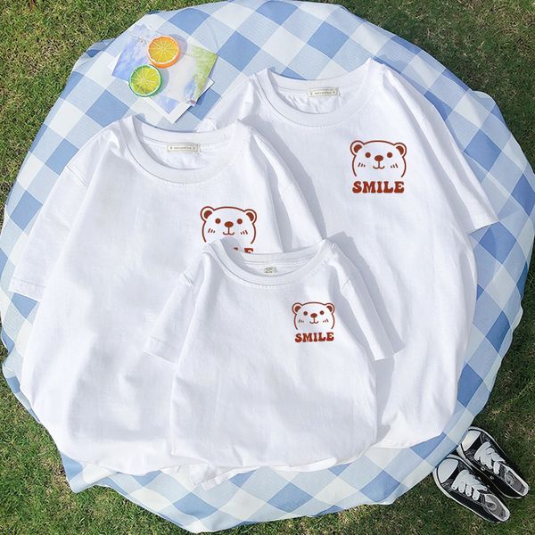 Áo gia đình Familylove - đồ gia đình in logo chú gấu đáng yêu Smile chất liệu cotton 100%