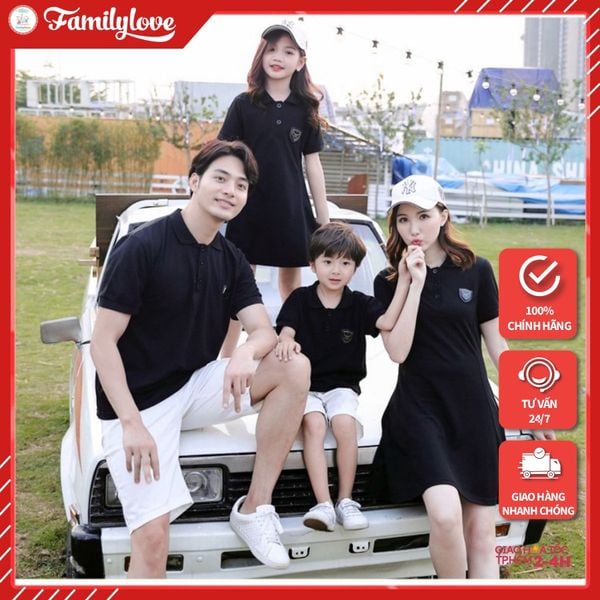 Áo Gia Đình Cổ Trụ Familylove - Đồng Phục Gia Đình Có Cổ In Logo Chất Liệu Nỉ Da Cá Cotton 100% Co Giãn Cao Cấp