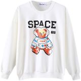 Áo sweater nỉ nữ cao cấp Familylove – Set họa tiết Gấu Space chất lừ với 3 màu Đỏ Đen Trắng