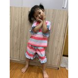Bộ quần áo trẻ em bé gái Sọc sắc màu siêu dễ thương - Chất đũi cực mát Size từ 9-25kg.