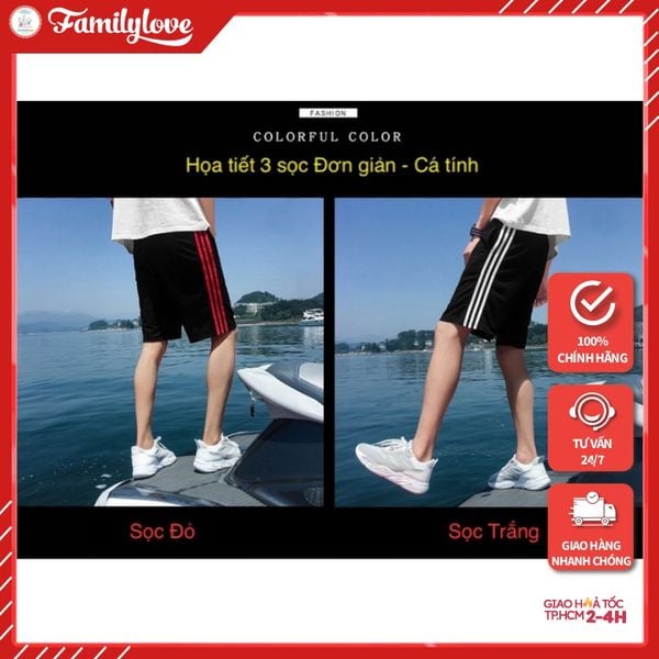 Quần Short Nam Familylove - Quần Đùi Nam Họa Tiết Kẻ Sọc Chất Liệu Da Cá Thoáng Mát Trẻ Trung Năng Động
