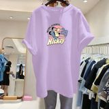Áo Thun Nữ Tay Lỡ Form Rộng Dáng Unisex - Mẫu Mickey 28 Cotton 100% 4 Màu Đẹp