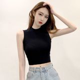 Áo Croptop thun nữ form ba lỗ ôm người body  Cotton 100% - Thương hiệu HappyFamily chính hãng  Họa tiết trơn 5 MÀU