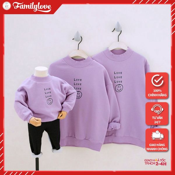Áo Hoodie Gia Đình Familylove - Áo Hoodie Chữ Love Love Love Chất Liệu Nỉ Da Cá Cao Cấp