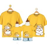 Áo Gia Đình Familylove - Mẫu Áo Đồng Phục Gia Đình Họa Tiết Gia Đình Mèo Đáng Yêu Resting Chất Liệu Cotton 100% Co Giãn