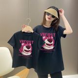 Áo gia đình Familylove - đồ gia đình họa tiết chú gấu dâu đáng yêu VRFIRST chất liệu cotton 100%