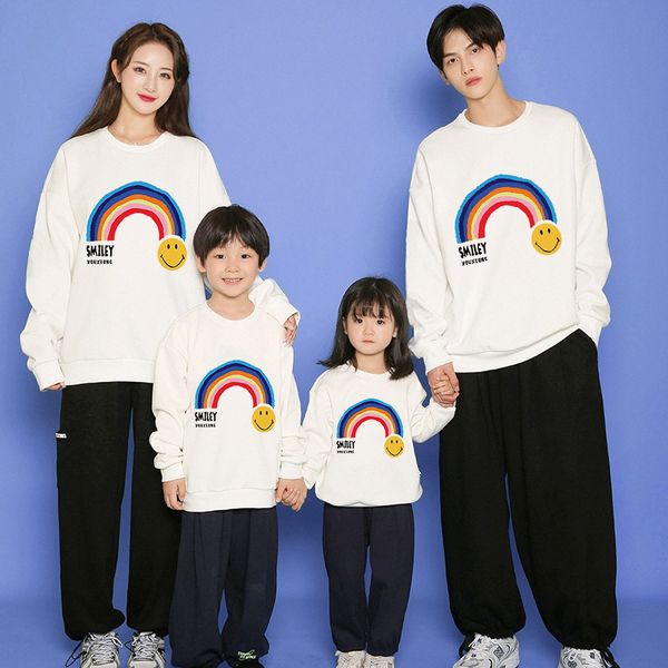 Áo sweater gia đình Familylove - Áo Sweater họa tiết cầu vồng SMILEY chất liệu nỉ da cá cao cấp